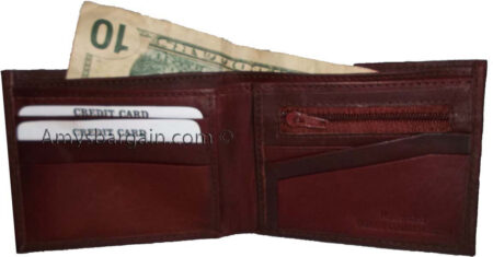 Variation-of-Leather-man039s-wallet-6-credit-card-space-zip-change-purse-sued-lined-interior-bn-265750263443-f5cb