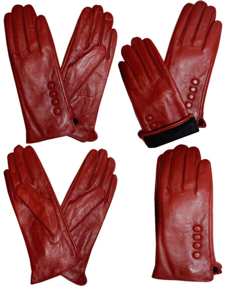 Leather-gloves-Genuine-leather-womens-Red-winter-gloves-S-M-L-and-XL-Br-New-255606348715
